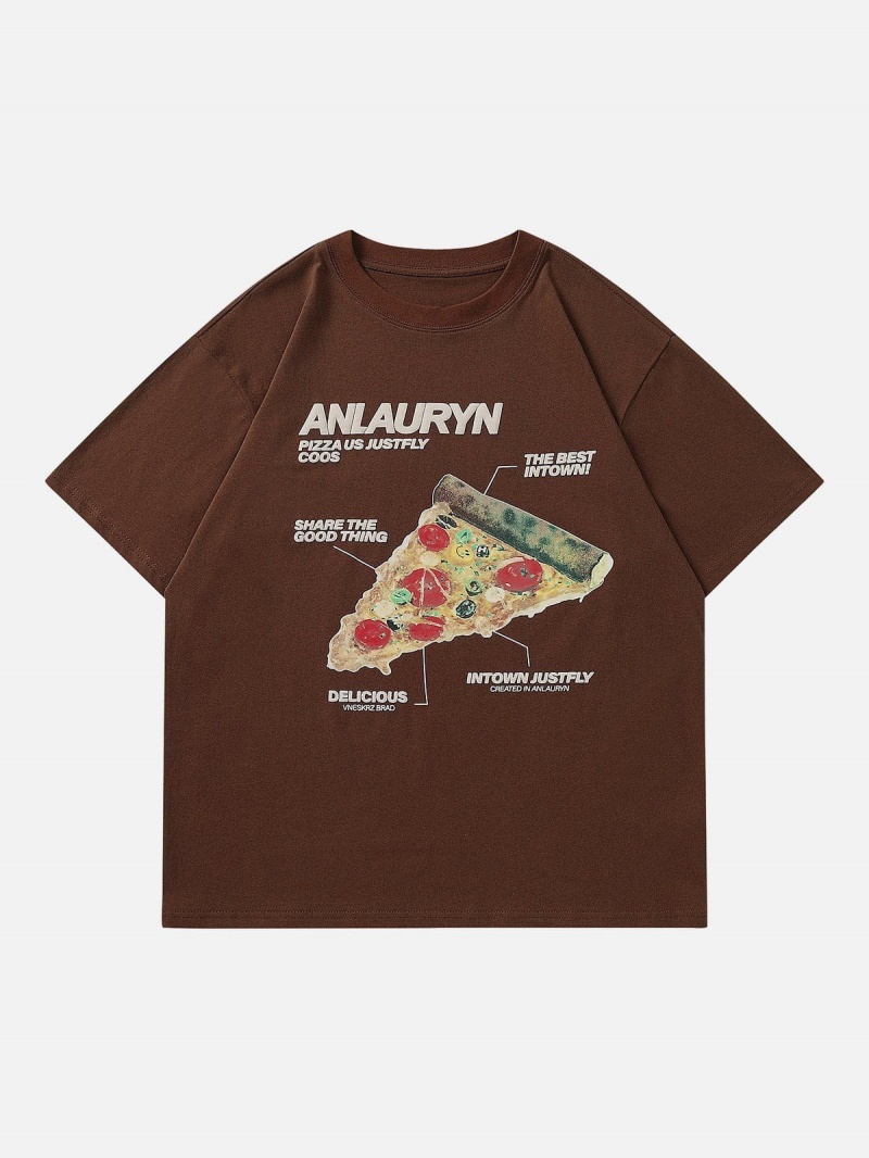 Abricot  T Shirts Aelfric Eden Foam Printing Pizza Print Tee - FWH-6808087